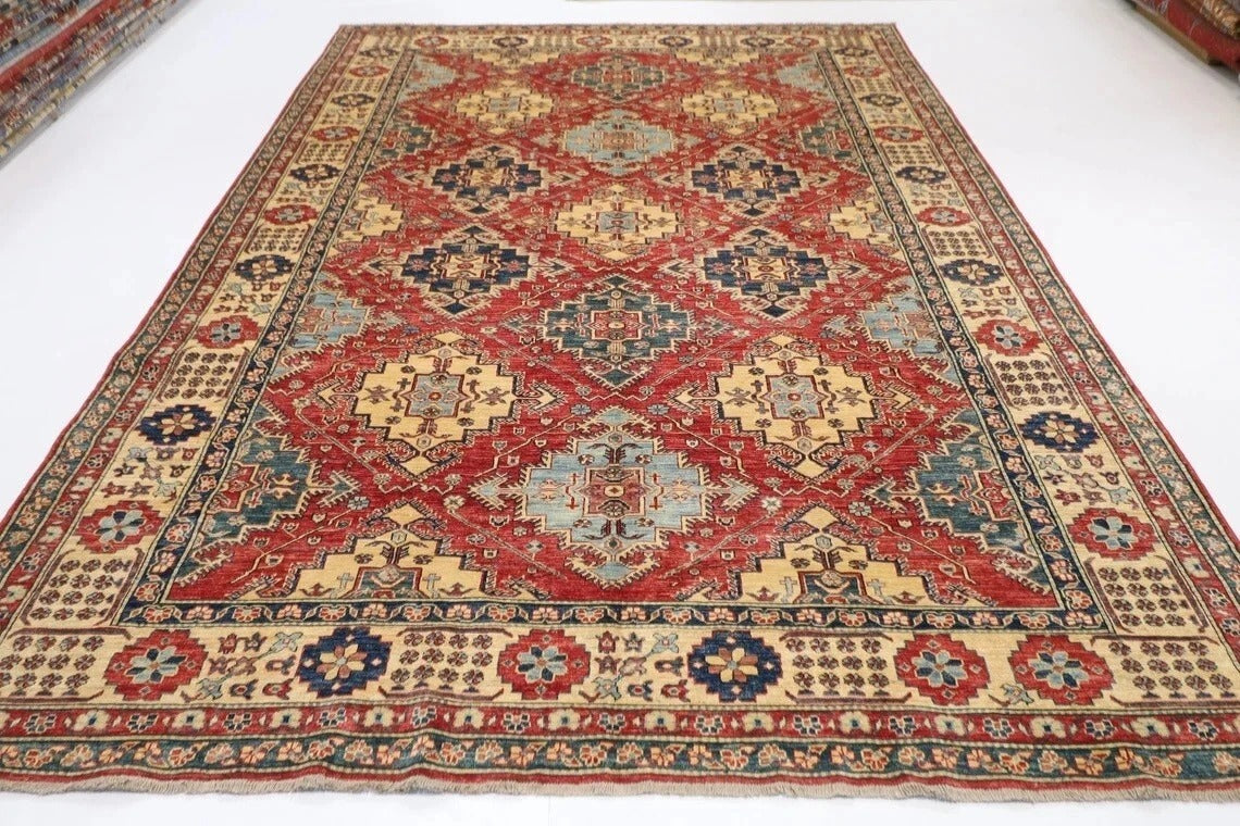 231 x 336 cm | Kazak Afghan Tribal Hand Knotted Carpet