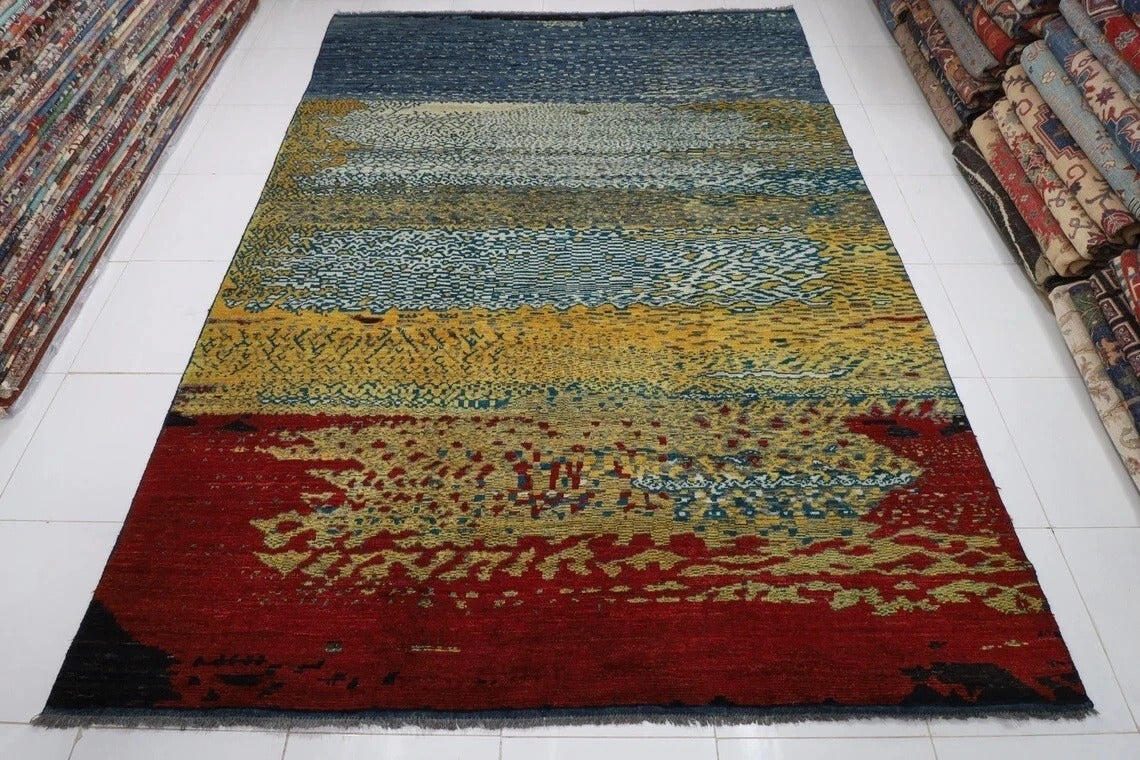 296 x 391 cm | Abstract Afghan Tribal Hand Knotted Carpet