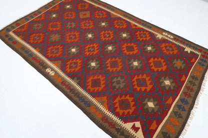 159 x 254 cm | Flat Weaved Afghan Tribal Hand Knotted Veg Dye Wool Carpet