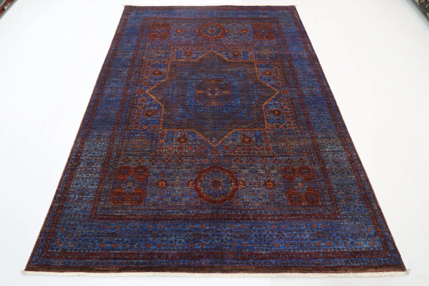 174 x 245 cm | Mamluk Afghan Tribal Hand Knotted Veg Dye Wool Carpet