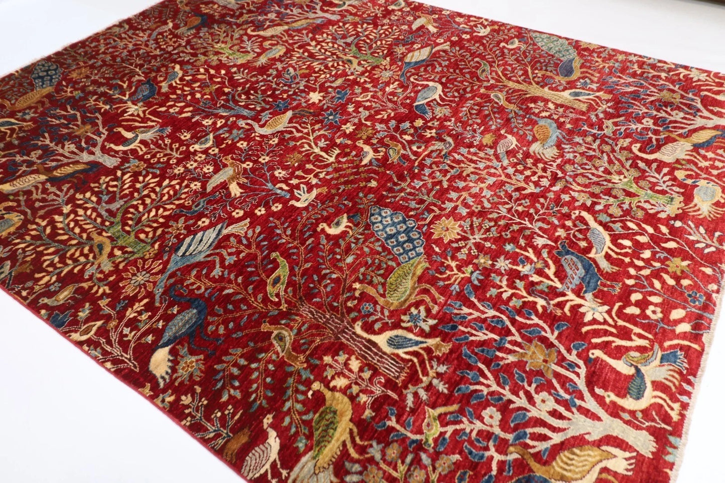 248 x 308 cm | Birds Afghan Tribal Hand Knotted Carpet