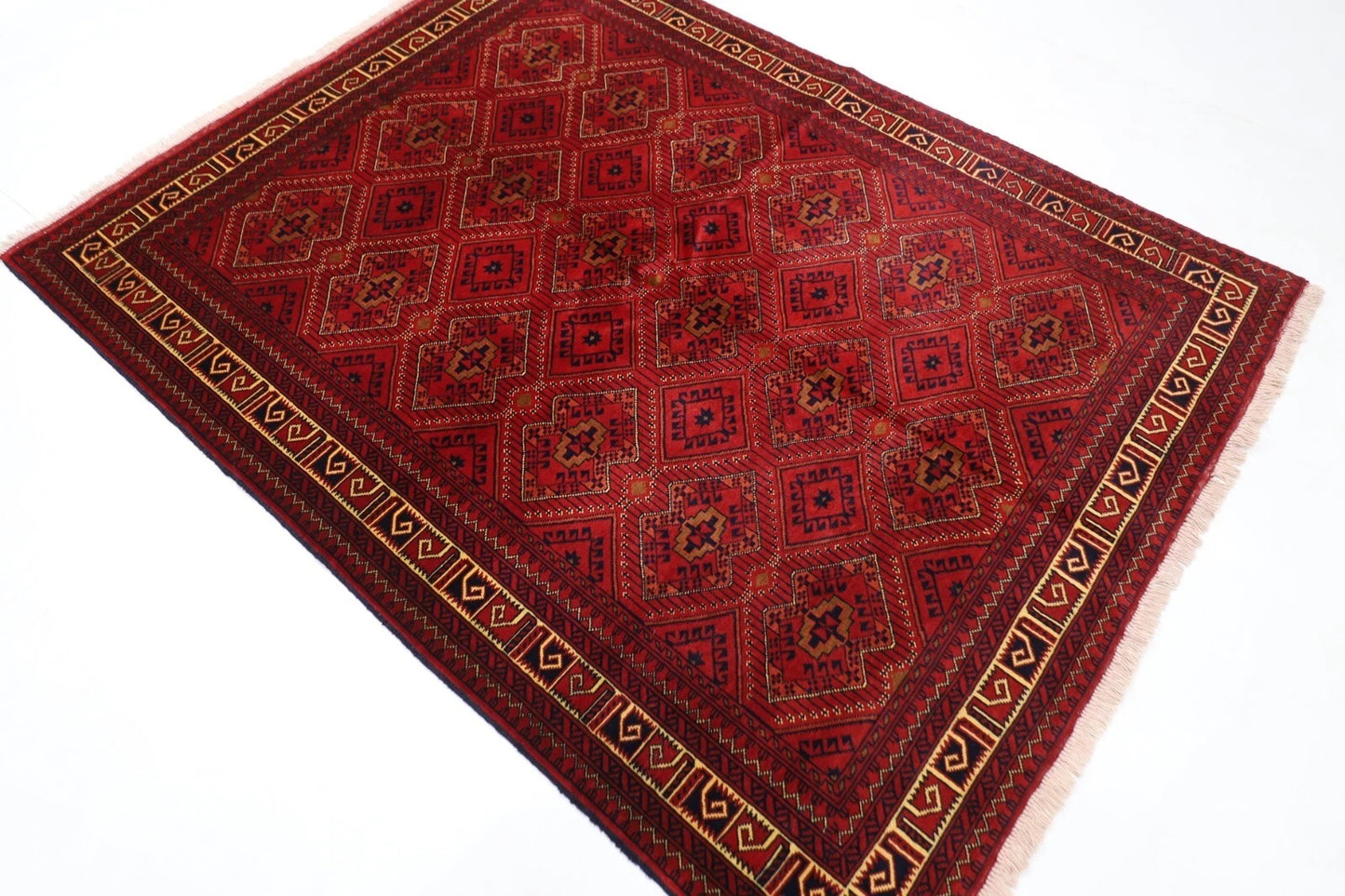 151 x 197 cm | Afghan Tribal Hand Knotted Veg Dye Wool Carpet