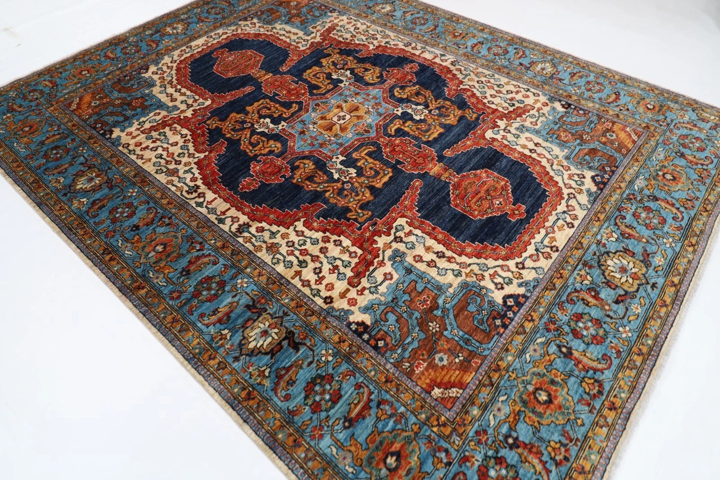 244 x 307 cm | Serapi Afghan Tribal Hand Knotted Carpet