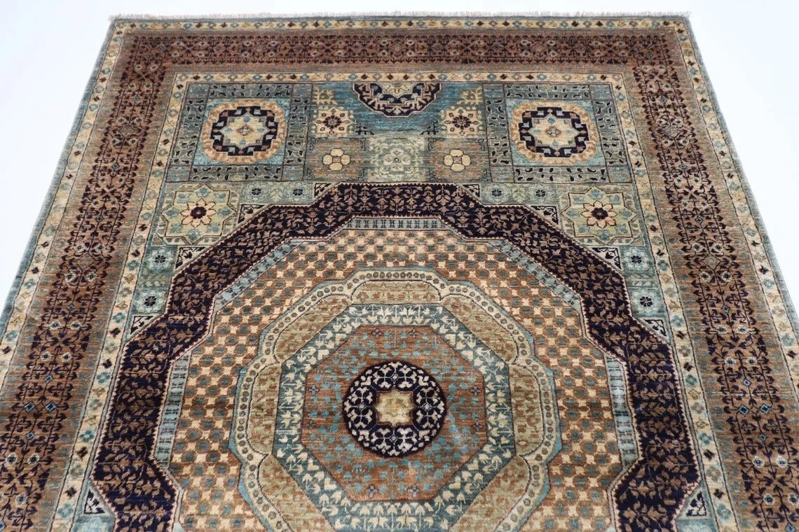 151 x 210 cm | Mamluk Afghan Tribal Hand Knotted Veg Dye Wool carpet