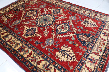 221 x 293 cm | Kazak Afghan Tribal Hand Knotted Carpet