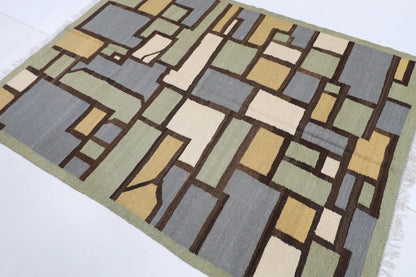 153 x 205 cm | Flat Weave Afghan Tribal Hand Knotted Veg Dye Wool Kilim