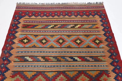 147 x 233 cm | Flat Weaved Afghan Tribal Hand Knotted Veg Dye Wool Carpet