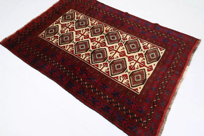 136 x 200 cm | Baluchi Afghan Tribal Hand Knotted Veg Dye Wool carpet