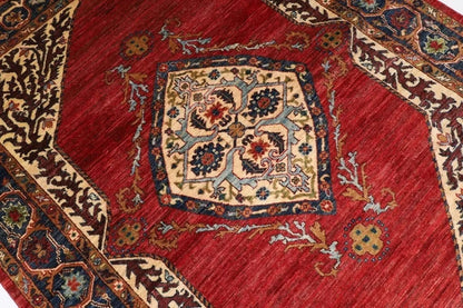 151 x 197 cm | Heriz Afghan Tribal Hand Knotted Veg Dye Wool Carpet