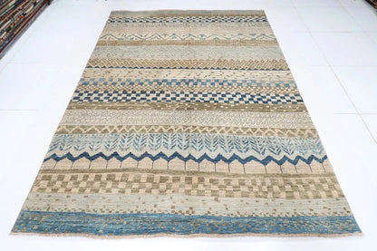 187 x 257 cm | Gabbeh Blue Afghan Tribal Hand Knotted Veg Dye Wool Carpet