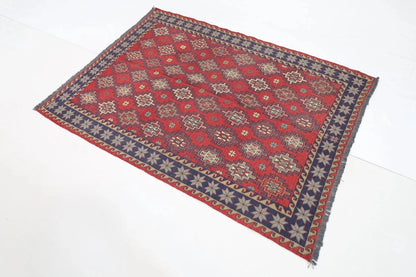136 x 181 cm | Sumak Tribal Hand Knotted Veg Dye Wool Kilim