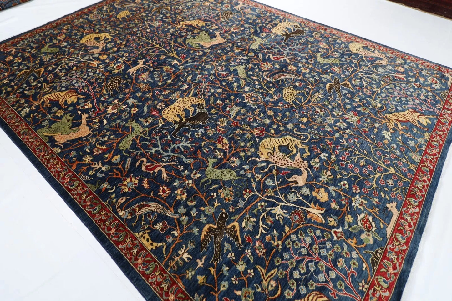 275 x 364 cm | Animal Hunting Afghan Tribal Hand Knotted Carpet