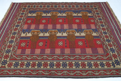 192 x 271 cm | Barjesta Flat Weaved Afghan Tribal Hand Knotted Wool Carpet kilim