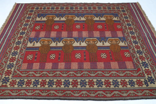 192 x 271 cm | Barjesta Flat Weaved Afghan Tribal Hand Knotted Wool Carpet kilim