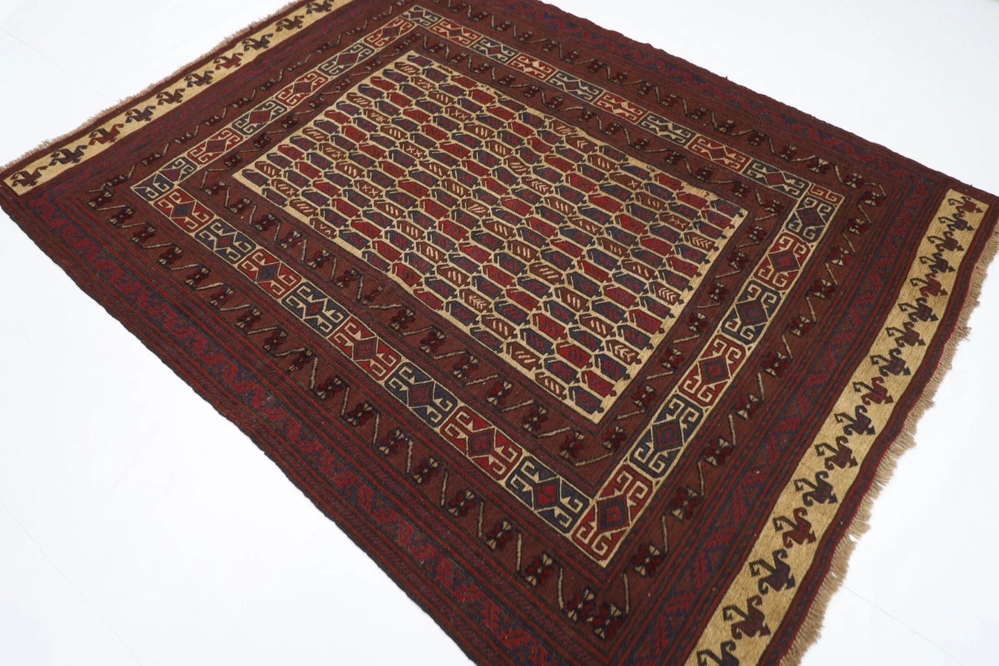 188 x 245 cm | Vintage Kilim Afghan Tribal Hand Knotted Veg Dye Wool Carpet