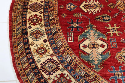 304 x 312 cm | Kazak Afghan Tribal Hand Knotted Wool Round Carpet