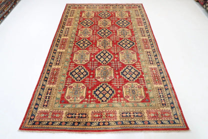 172 x 253 cm | Kazak Afghan Tribal Hand Knotted Veg Dye Wool Carpet