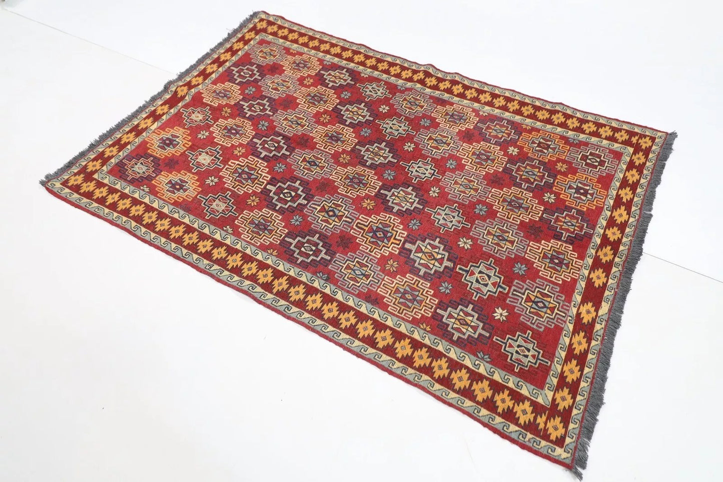 125 x 185 cm | Sumak Flat Weave Afghan Tribal Hand Knotted Veg Dye Wool carpet