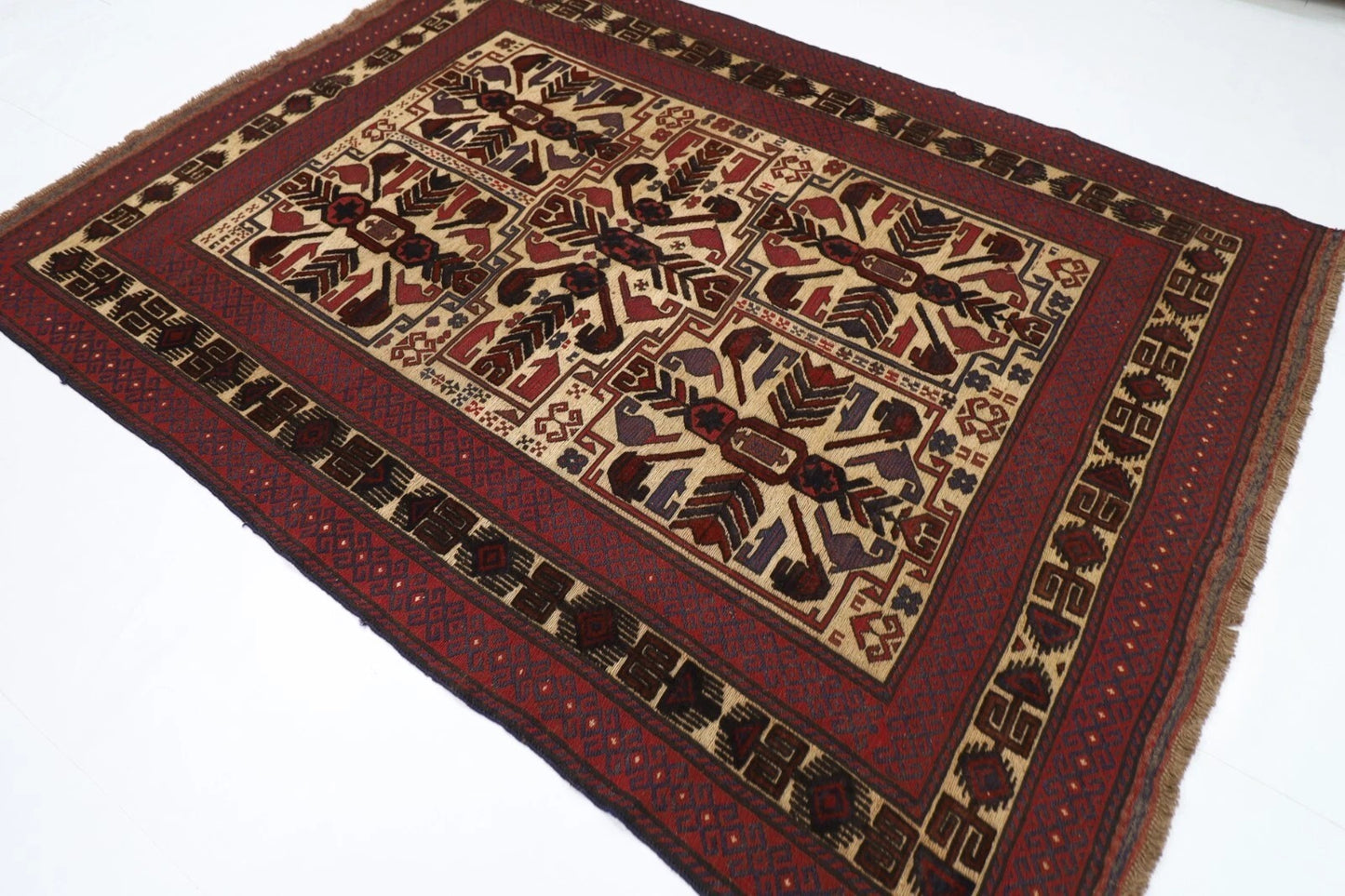 202 x 272 cm | Vintage Flat Weaved Kilim Afghan Tribal Hand Knotted Carpet