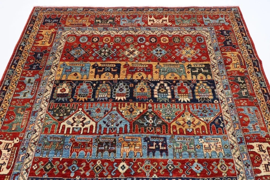 187 x 270 cm | High Quality Afghan Tribal Hand Knotted Veg Dye Wool carpet