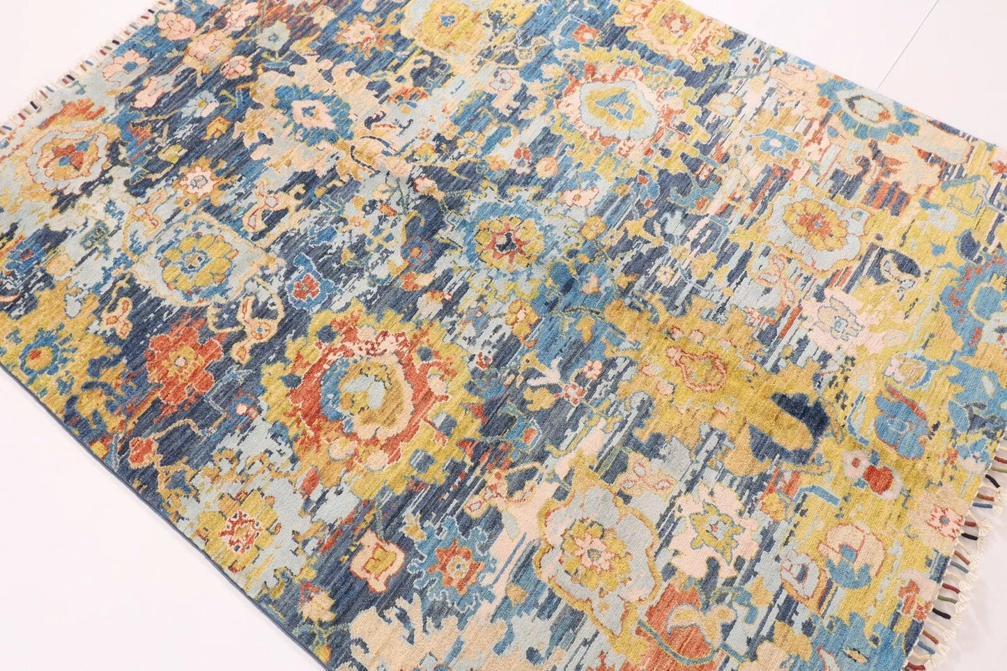 155 x 198 cm | Abstract Afghan Tribal Hand Knotted Veg Dye Wool Carpet