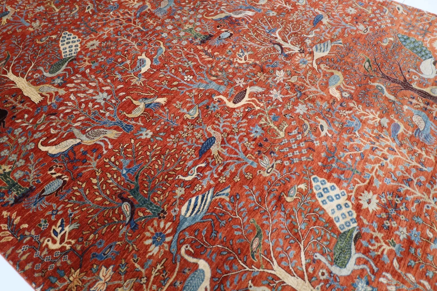 302 x 413 cm | Birds Afghan Hand Knotted Carpet