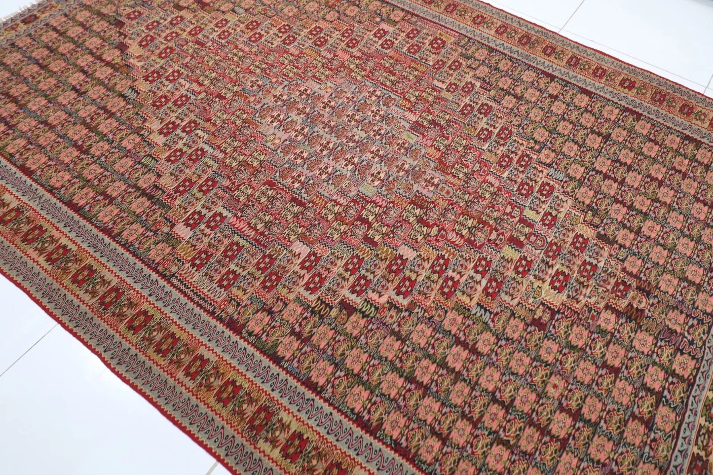 205 x 293 cm | Sumak Flat Weaved Kilim Afghan Tribal Hand Knotted Carpet