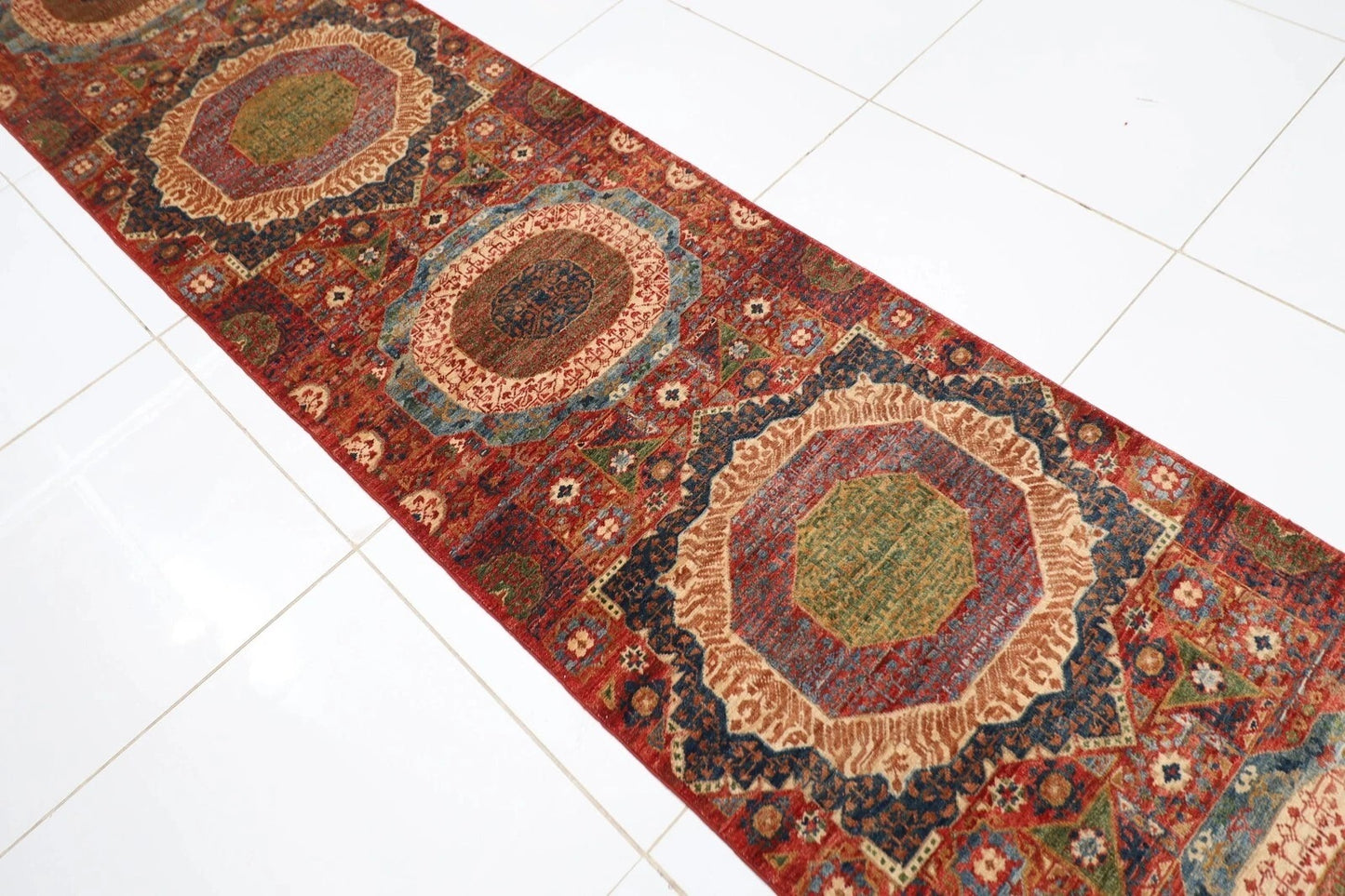 82 x 680 cm | Mamluk Afghan Tribal Hand Knotted Wool Runner