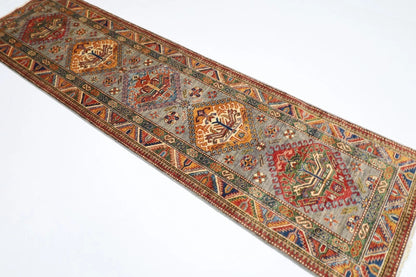 80 x 293 cm | Kazak Afghan Tribal Hand Knotted Wool Runner
