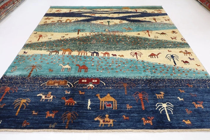 247 x 293 cm | Landscape Afghan Tribal Hand Knotted Carpet
