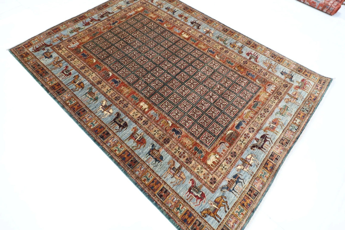 171 x 231 cm | Pazyryk Afghan Tribal Hand Knotted Veg Dye Wool Carpet