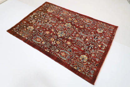 127 x 187 cm | Afghan Tribal Hand Knotted Veg Dye Wool carpet