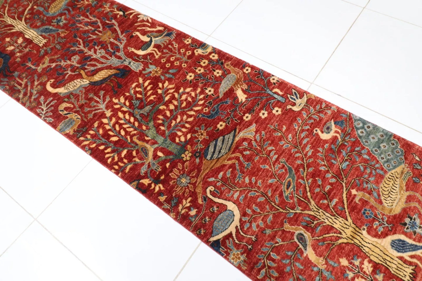 81 x 385 cm | Birds Afghan Tribal Hand Knotted Wool Runner