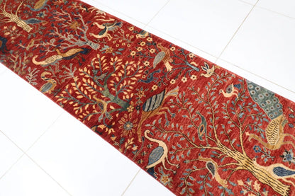 81 x 385 cm | Birds Afghan Tribal Hand Knotted Wool Runner