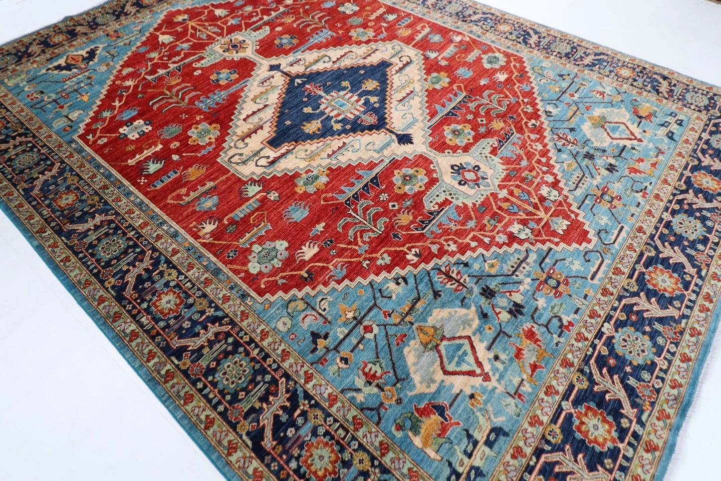 277 x 363 cm | Serapi Afghan Tribal Hand Knotted Carpet
