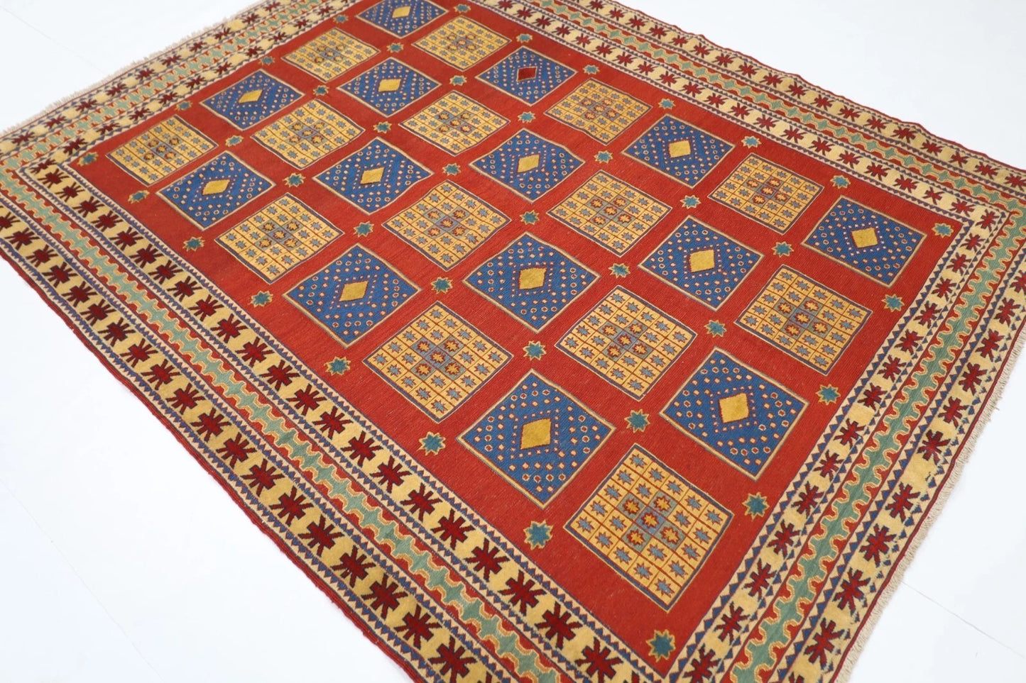 188 x 234 cm | Kilim Afghan Tribal Hand Knotted Veg Dye Wool Carpet
