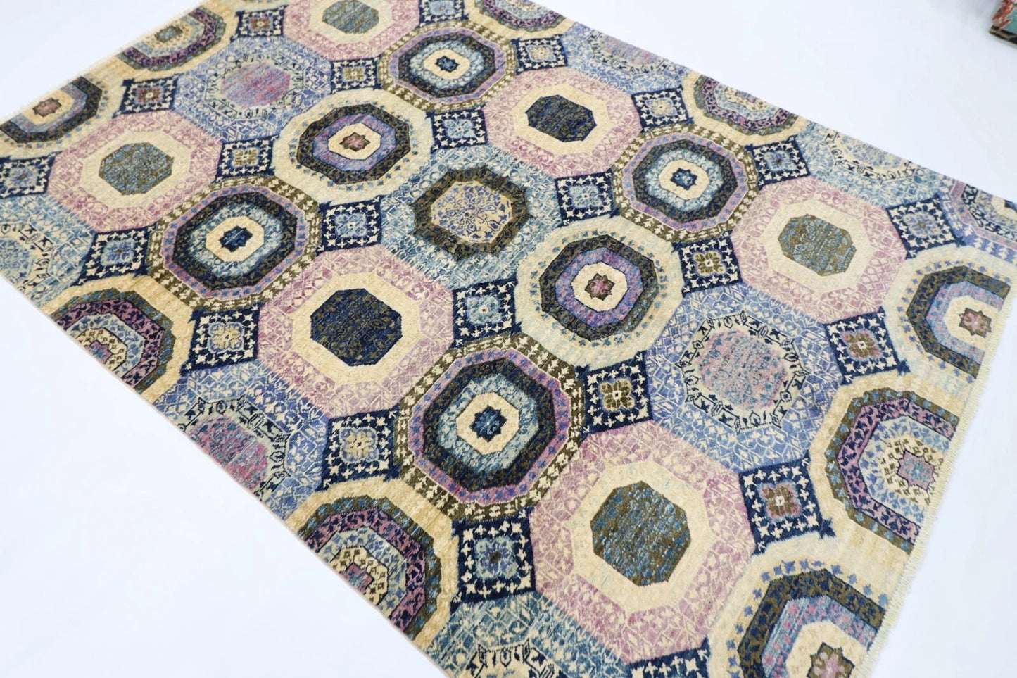 169 x246 cm | Mamluk Afghan Tribal Hand Knotted Veg Dye Wool Carpet