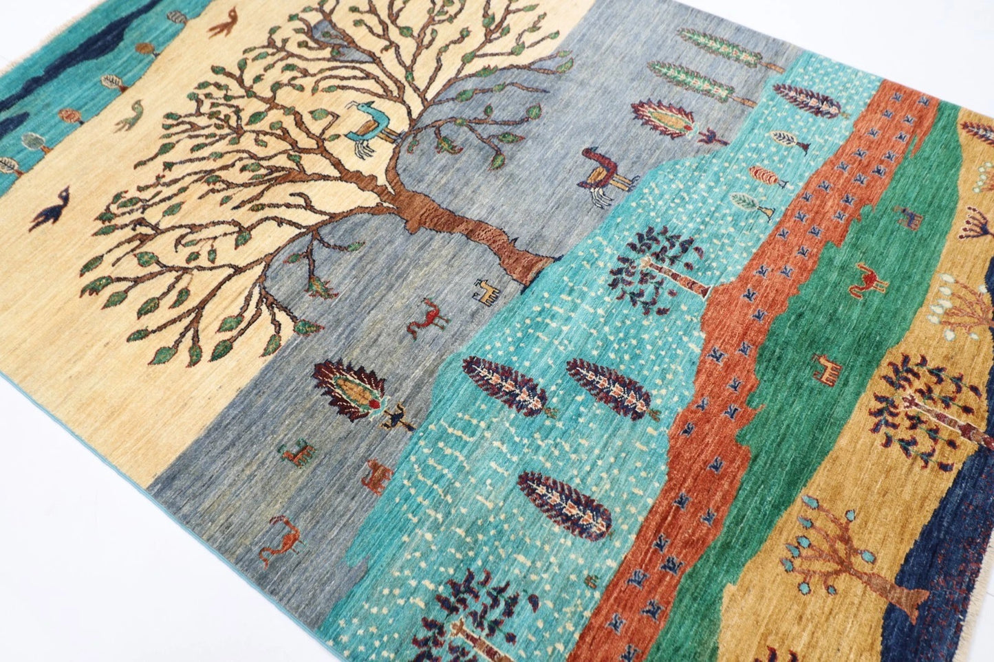 173 x242 cm | Afghan Tribal Hand Knotted Veg Dye Wool Carpet