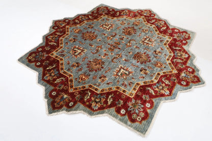 205 x 200 cm | Oriental Afghan Tribal Hand Knotted Wool Round Carpet