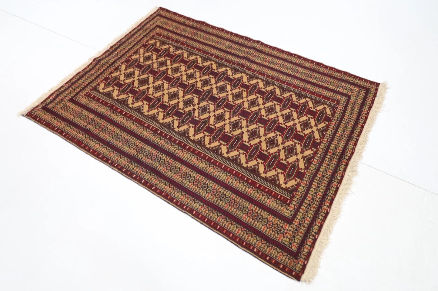 124 x 164 cm | Afghan Tribal Hand Knotted Veg Dye Wool carpet