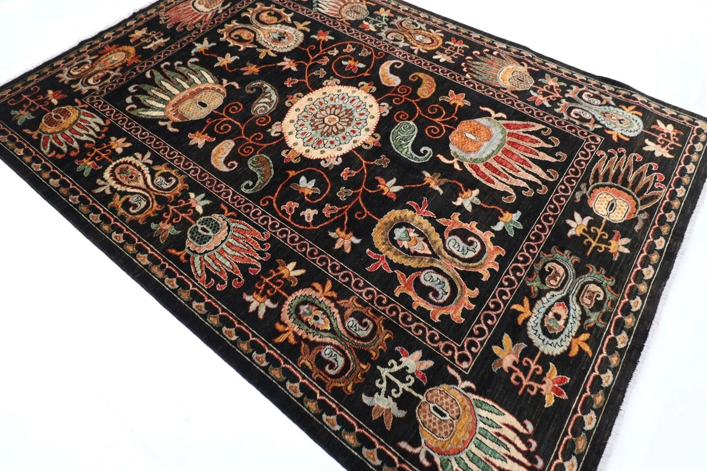 197 x 273 cm | Suzani Afghan Tribal Hand Knotted Carpet