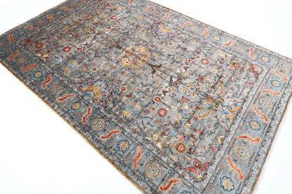 180 x 275 cm |  Aryana Gray Afghan Tribal Hand Knotted Veg Dye Wool carpet