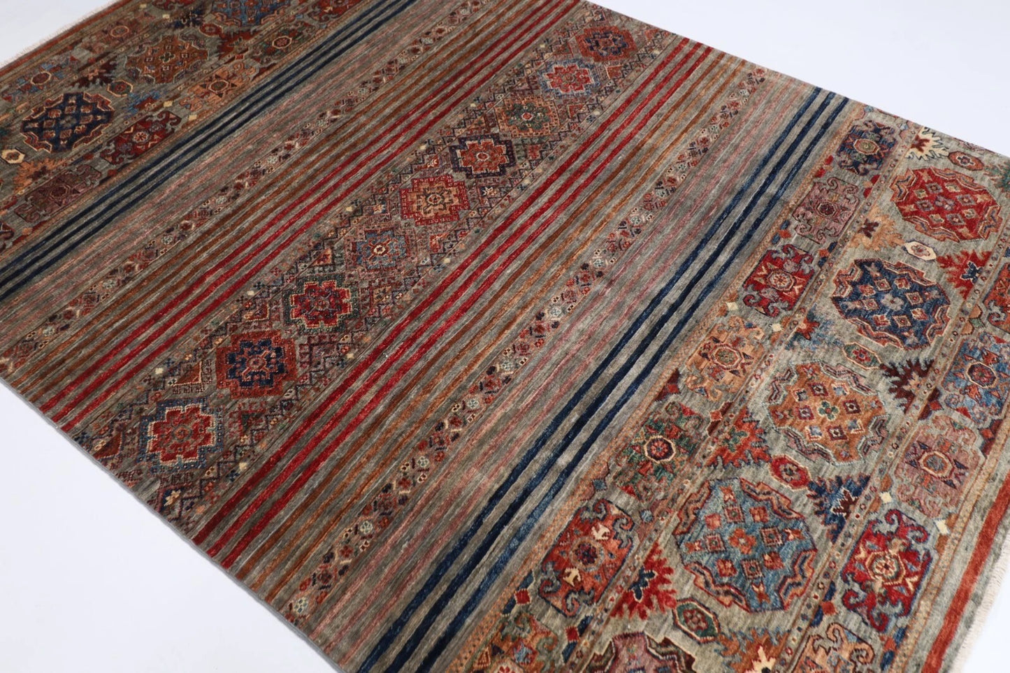 169 x 247 cm | Khorjun Afghan Tribal Hand Knotted Veg Dye Wool Carpet