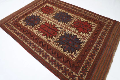 188 x 266 cm | Barjesta Flat Weaved Afghan Tribal Hand Knotted Wool Carpet kilim