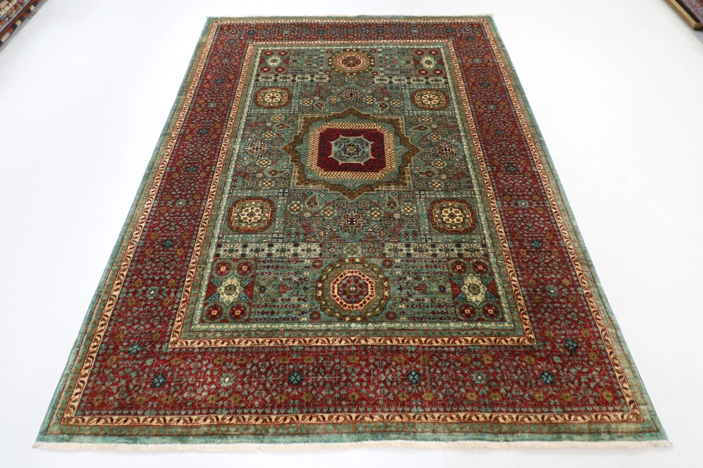 179 x 241 cm | Mamluk Afghan Tribal Hand Knotted Veg Dye Wool Carpet