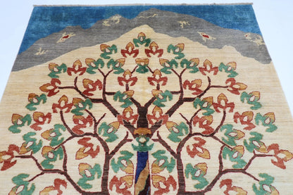 173 x 240 cm | Tree Afghan Tribal Hand Knotted Veg Dye Wool Carpet