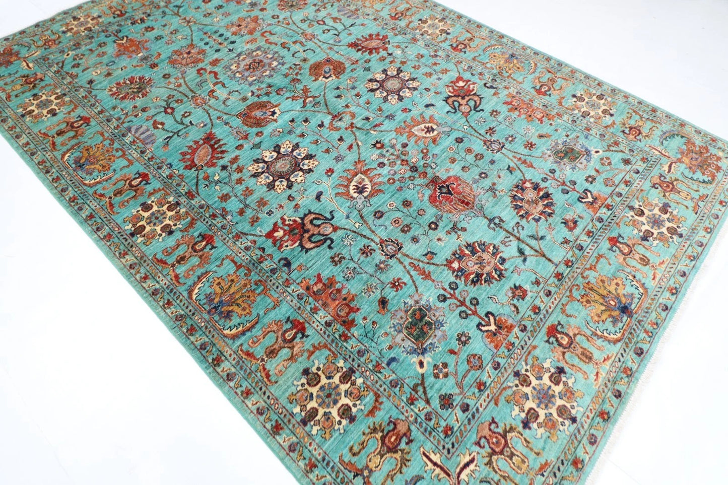200 x 294 cm | Sultani Turquoise Afghan Tribal Hand Knotted Carpet