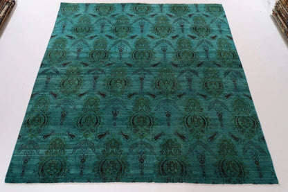258 x 259 cm | Turquoise Afghan Tribal Hand Knotted Wool Round Carpet