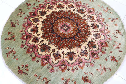 179 x 177 cm | Kazak Afghan Tribal Hand Knotted Wool Round Carpet