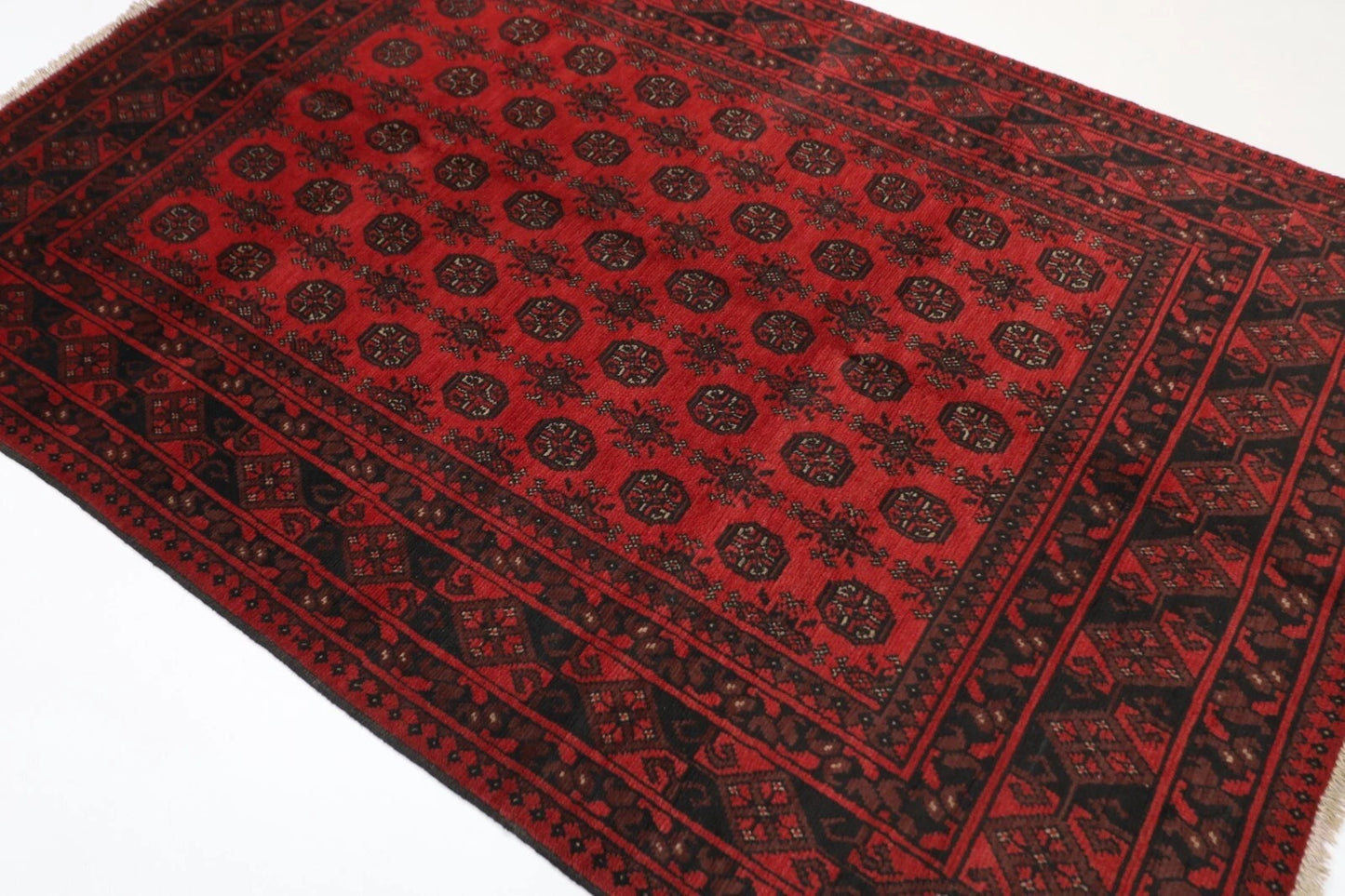 165 x 240 cm | Akja Bokhara Afghan Tribal Hand Knotted Veg Dye Wool Carpet